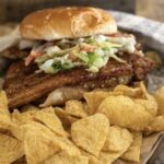 pork belly sandwich w/ crispy slaw & spicy mayo